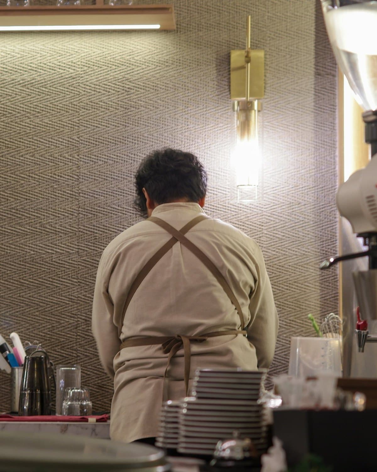 The counter at Cafe102 during service.